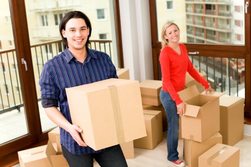 Office packing services in Soho with organized cartons and equipment